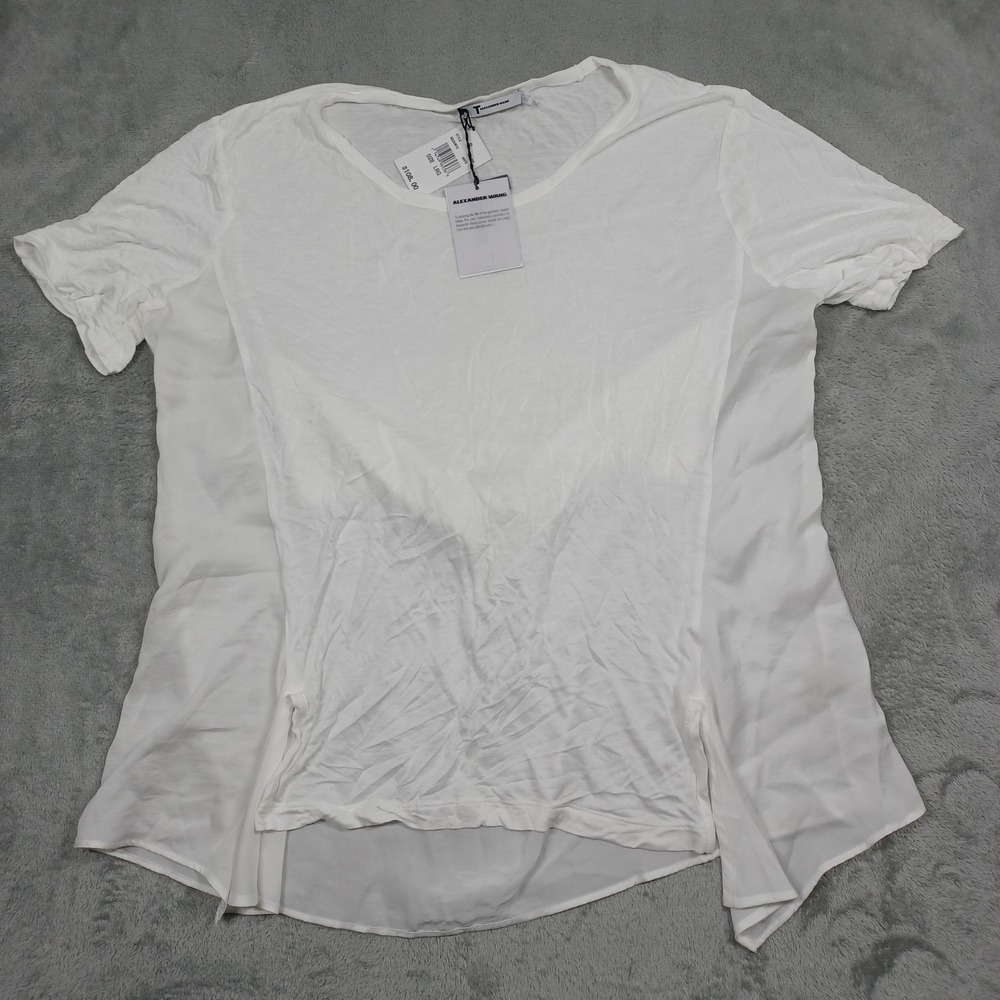 Alexander Wang Top Womens Large White Sheer Short Sleeve‎ Casual Lightweight NWT